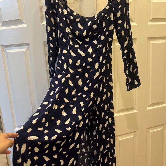 Reformation Sigmund Dress Splatter Printed Midi Length Dress size S-M - Picture 8 of 10